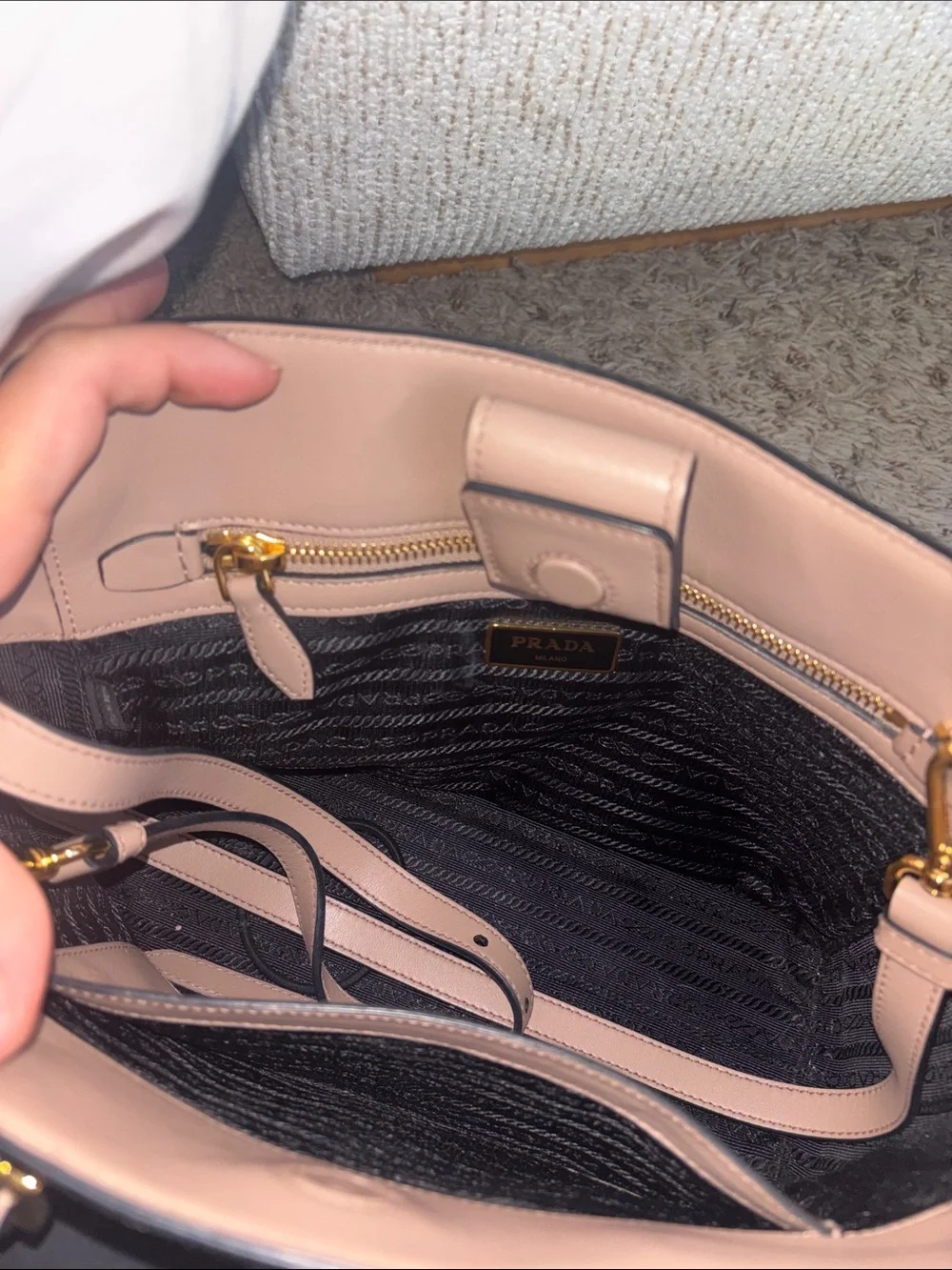 Prada Saffiano Leather Handbag in Cipria Gold Hardware (COMES WITH AUTH CARDS)